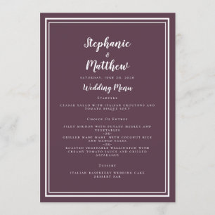 Eenvoudig Cassis Paars Weddenmenu Klassiek omgeven Menu
