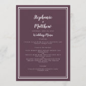 Eenvoudig Cassis Paars Weddenmenu Klassiek omgeven Menu (Voorkant)