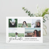 Eenvoudig Casual Chic Afstuderen script Vijf foto Kaart (Staand voorkant)