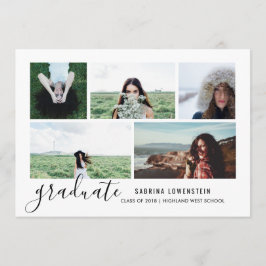 Eenvoudig Casual Chic Afstuderen script Vijf foto Kaart