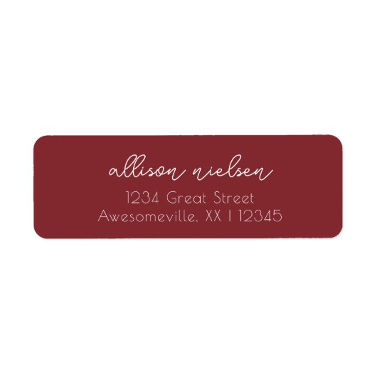 Eenvoudig Casual donkerrood, minimaal, eenvoudig Etiket (Voorkant)