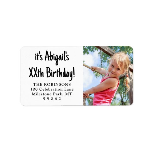 Eenvoudig Casual foto-retouradres op elke verjaard Etiket (Voorkant)