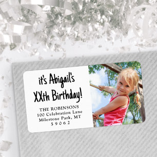 Eenvoudig Casual foto-retouradres op elke verjaard Etiket