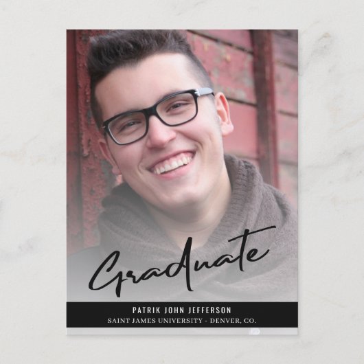 Eenvoudig casual opslaan van de datum afstuderen f aankondigingskaart (Voorkant)