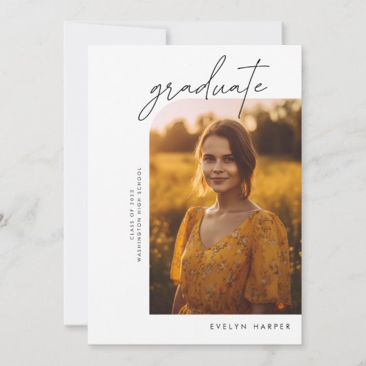 Eenvoudig Casual Script College 2 Photo Afstuderen Aankondiging (Voorkant)