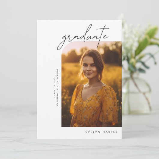 Eenvoudig Casual Script College 2 Photo Afstuderen Aankondiging (Staand voorkant)