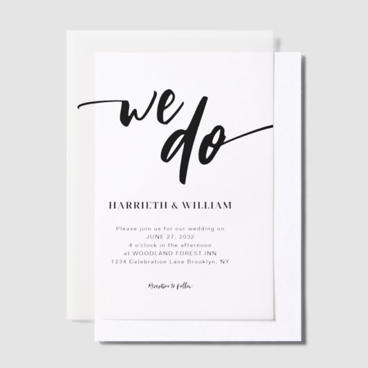 Eenvoudig Casual script dat we doen bruiloft Vellum Uitnodigingen (Offset)