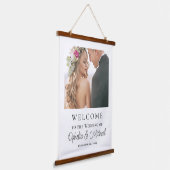 Eenvoudig Casual trouwwelkomstteken met foto Hangend Wandkleed (Gebogen)