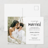 Eenvoudig Casual we hebben net een huwelijk. Aankondigingskaart (Voorkant / Achterkant)