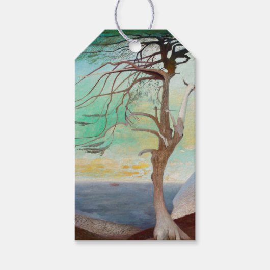 Eenvoudig Cedar Tree Landscape Painting Cadeaulabel (Voorkant)