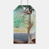 Eenvoudig Cedar Tree Landscape Painting Cadeaulabel (Achterkant)