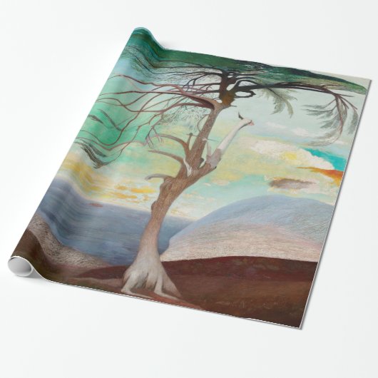 Eenvoudig Cedar Tree Landscape Painting Cadeaupapier (Uitgerold)