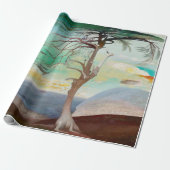 Eenvoudig Cedar Tree Landscape Painting Cadeaupapier (Uitgerold)