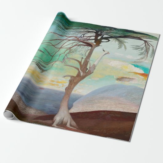 Eenvoudig Cedar Tree Landscape Painting Cadeaupapier (Uitgerold)
