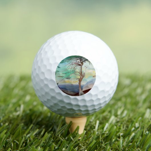 Eenvoudig Cedar Tree Landscape Painting Golfballen (Insitu Shirt)