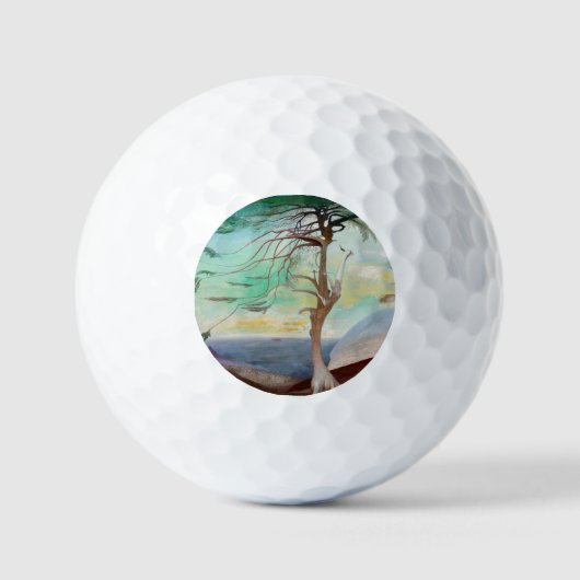 Eenvoudig Cedar Tree Landscape Painting Golfballen (Voorkant)