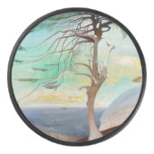 Eenvoudig Cedar Tree Landscape Painting Hockey Puck (Voorkant)