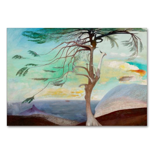 Eenvoudig Cedar Tree Landscape Painting Kaart (Achterkant)