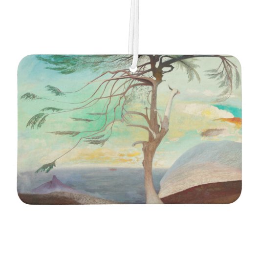 Eenvoudig Cedar Tree Landscape Painting Luchtverfrisser (Achterkant)