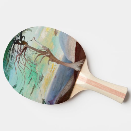 Eenvoudig Cedar Tree Landscape Painting Tafeltennisbatje (Zijkant)