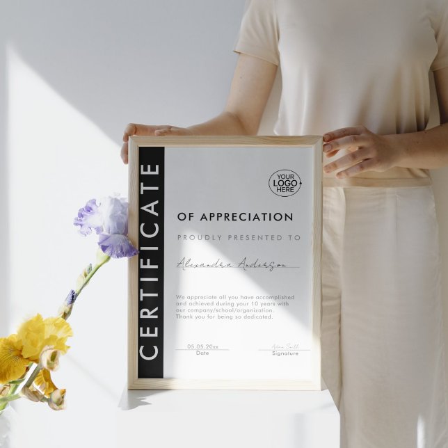 Eenvoudig Certificaat Award Zwart Wit Business Log (Simple Certificate Award Black White Business Logo)