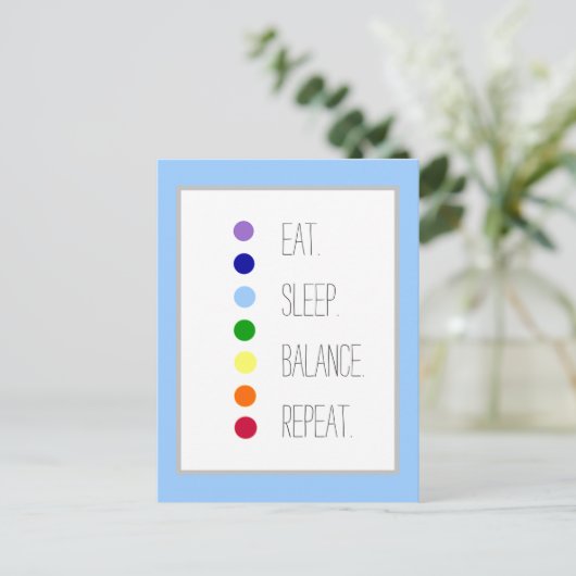 Eenvoudig Chakra-ontwerp voor Eat Sleep Balance Briefkaart (Staand voorkant)