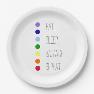 Eenvoudig Chakra-ontwerp voor Eat Sleep Balance Papieren Bordje
