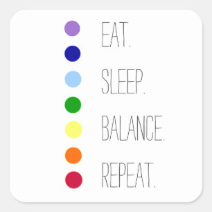 Eenvoudig Chakra-ontwerp voor Eat Sleep Balance Vierkante Sticker