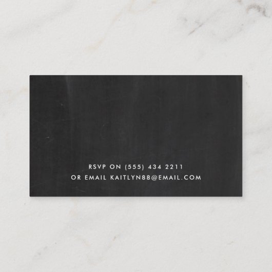 Eenvoudig Chalkboard-effect Bachelorette Party Tic Informatiekaartje (Achterkant)