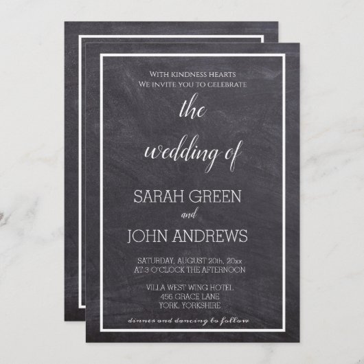 Eenvoudig Chalkboard-kalligrafie Kaart (Voorkant / Achterkant)