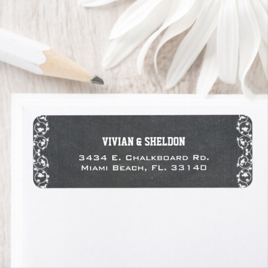 Eenvoudig Chalkboard Weduwkeeradres Etiket (Insitu)