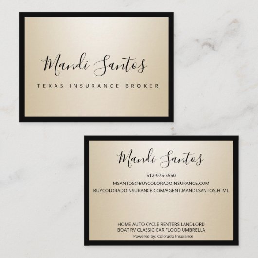 EENVOUDIG CHAMPAGNE VISITEKAARTJE (Voorkant / Achterkant)