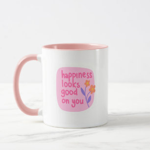 Eenvoudig Charmante Roze Witte Geluk Kijkt Goed Mok