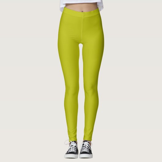 Eenvoudig Chartreuse Groen Effen Kleur Leggings (Voorkant)