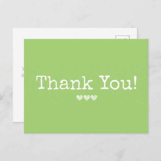 Eenvoudig Chartreuse Groen Voeg uw tekst toe Dank Briefkaart (Voorkant / Achterkant)