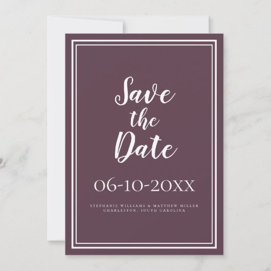 Eenvoudig chassis bespaart de datum van het huweli save the date (Voorkant)