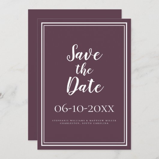 Eenvoudig chassis bespaart de datum van het huweli save the date (Voorkant / Achterkant)