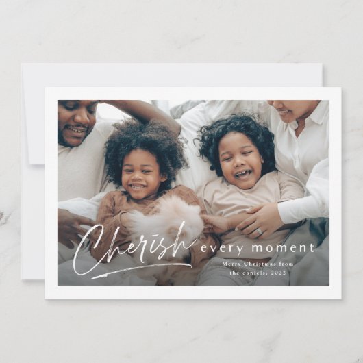 Eenvoudig Cherish Script 2-fotokerstmis Kaart (Voorkant)