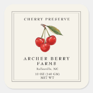 Eenvoudig  Cherry Preserve Jam Jar Label