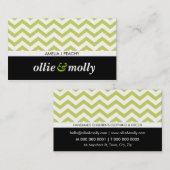 Eenvoudig chevron patroon Modern zwart lime groen Visitekaartje (Voorkant / Achterkant)