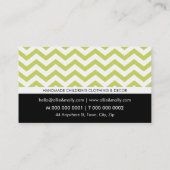 Eenvoudig chevron patroon Modern zwart lime groen Visitekaartje (Achterkant)