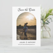 Eenvoudig Chic 2 Foto Huwelijk Save The Date (Staand voorkant)