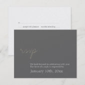 Eenvoudig chic antigroom grijs bruiloft RSVP react Kaartje (Voorkant / Achterkant)