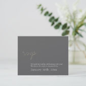 Eenvoudig chic antigroom grijs bruiloft RSVP react Kaartje (Staand voorkant)