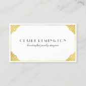 Eenvoudig Chic Art Deco | Faux Gold Foil Visitekaartje (Voorkant)