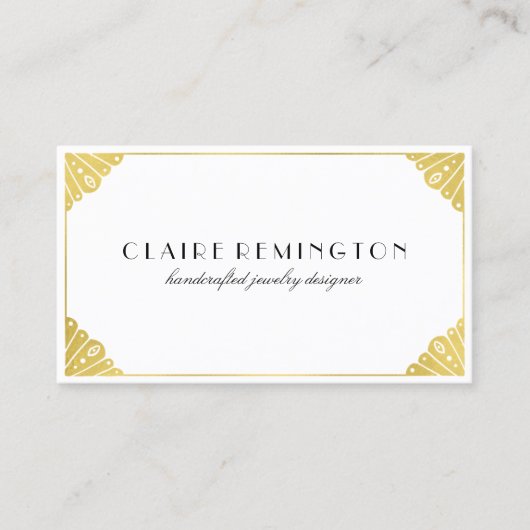 Eenvoudig Chic Art Deco | Faux Gold Foil Visitekaartje (Voorkant)