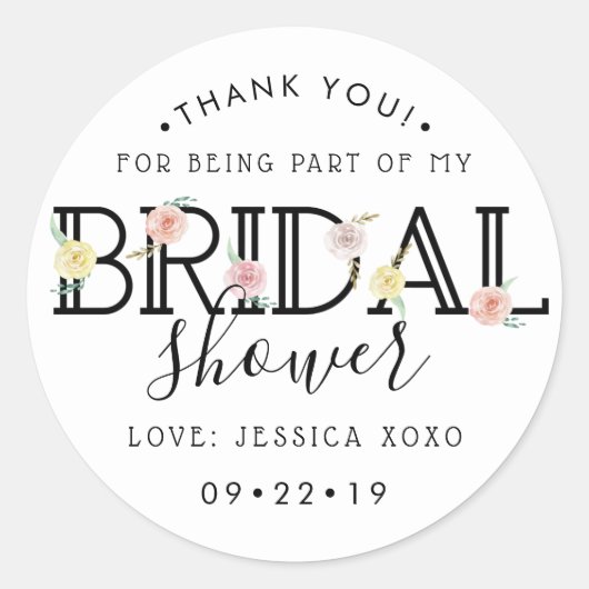 Eenvoudig Chic Bloementuin Bruiloft Bridal Shower Ronde Sticker (Voorkant)