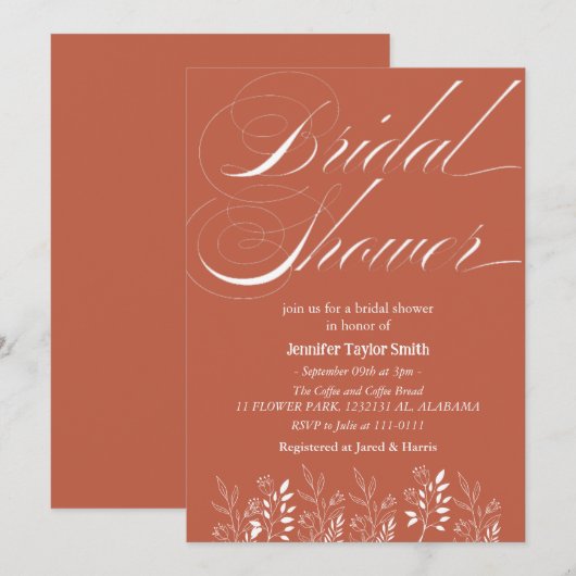 eenvoudig & chic  bloemige wilde bloem bruids douc kaart (Voorkant / Achterkant)