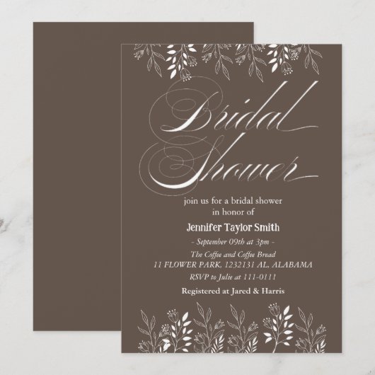 eenvoudig & chic  bloemige wilde bloem bruiloft kaart (Voorkant / Achterkant)