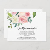 Eenvoudig Chic Blush Floral Wedding Postponement Briefkaart (Voorkant / Achterkant)